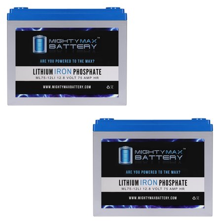12V 75AH Lithium Replacement Battery compatible with Shoprider Sprinter XL4 Deluxe - 2PK -  MIGHTY MAX BATTERY, MAX4008963